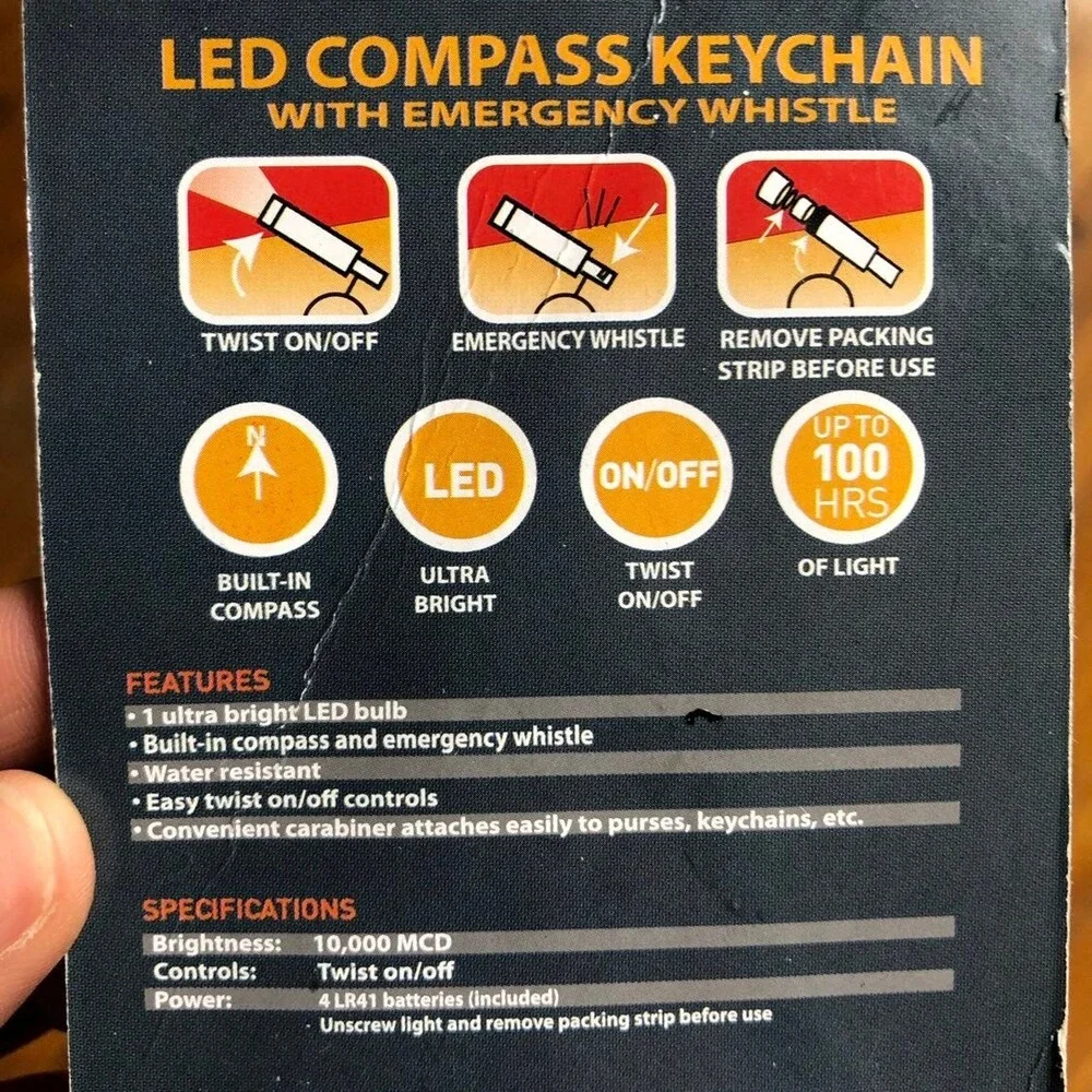 1x LED red / blue compass keychain